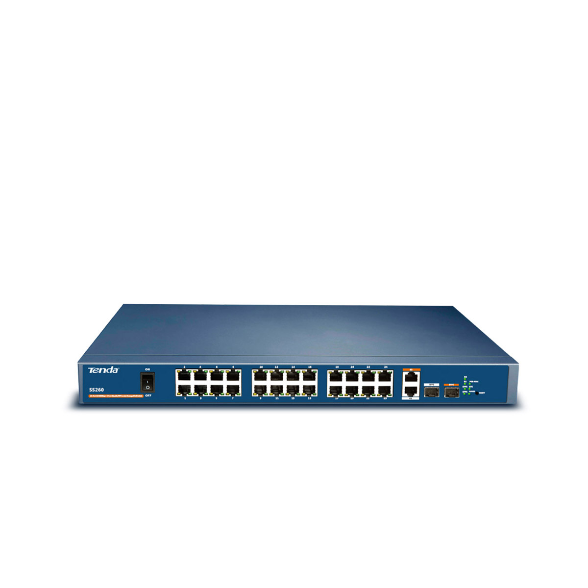 قیمت و خرید سوییچ شبکه مدیریتی 26 پورت + 2 پورت SFP با 24 پورت PoE تندا مدل SS260 | نت ران